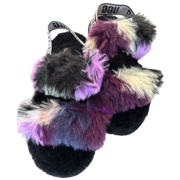 UGG Women's Fluff Yeah Slide Tie Dye Slippers Sandals, Magnolia color size 8 - Picture 3 of 9